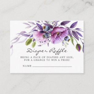 Aquarell-Veilchen-Blumen-Baby-Shower-Windel-Raffle Begleitkarte