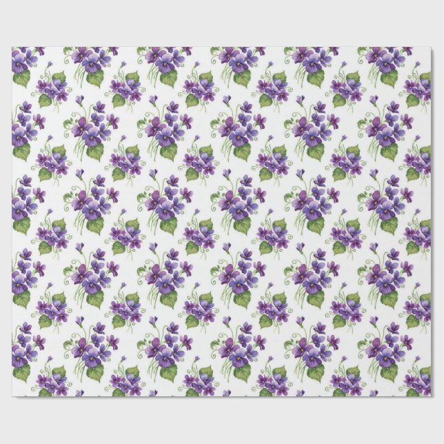 Aquarell-Veilchen-Blumenstrauß  Geschenkpapier (Flach)