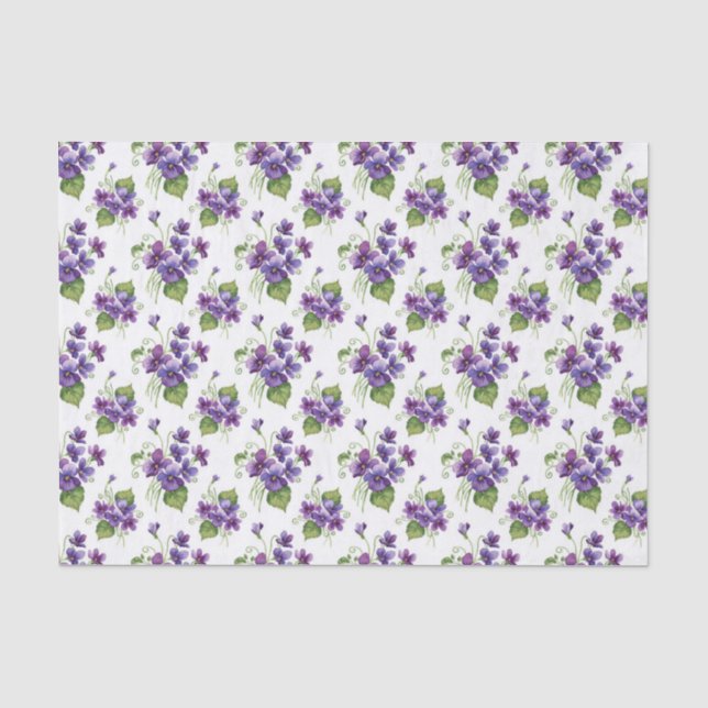 Aquarell-Veilchen-Blumenstrauß  Seidenpapier (Vorderseite)