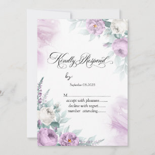 Aquarell Veilchen-Rosen Punkte RSVP Einladung