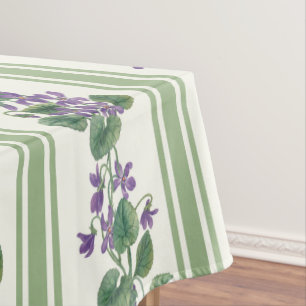 Aquarell Veilchen und Streifen Tischdecke