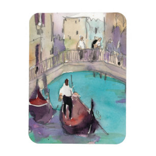 Aquarell-Venedig-Gondel-Fahrt der Bestimmungsort-  Magnet