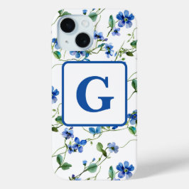 Aquarell vergessen Sie mich nicht Blume Monogramm Case-Mate iPhone Hülle