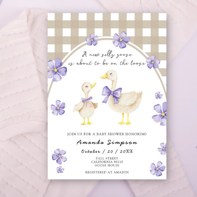 Aquarell Verrückte Gans Baby Shower Einladung (Von Creator hochgeladen)