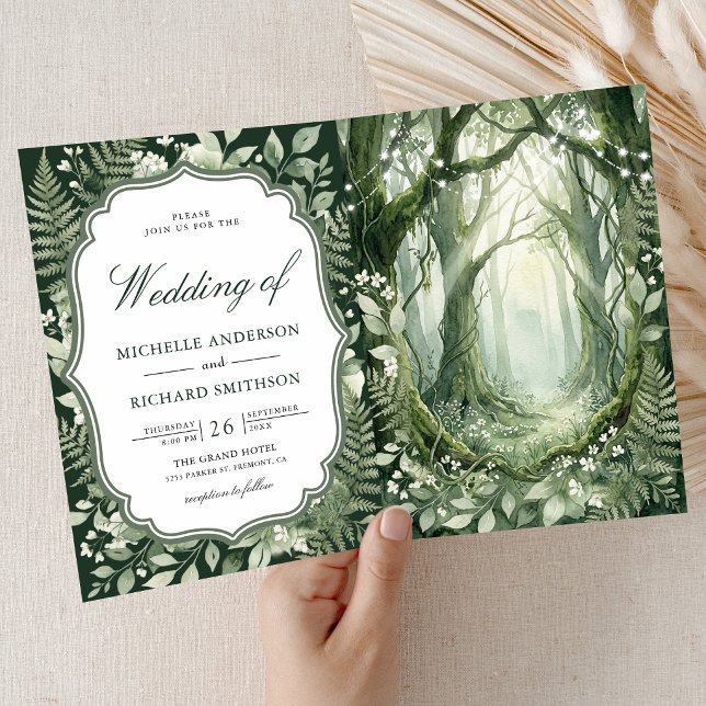 Aquarell Verzauberter Wald QR-Code Hochzeit Einladung (Von Creator hochgeladen)