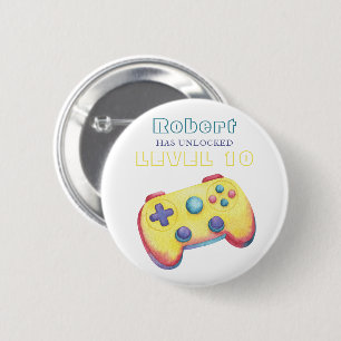 Aquarell-Videospiel-Kindergeburtstag Button