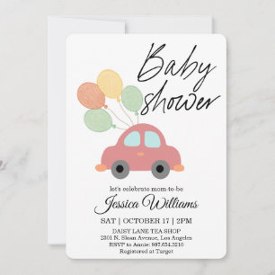 Aquarell Vintage-Auto-Baby-Shower-Einladung Einladung