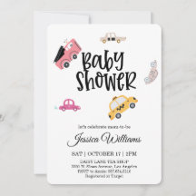 Aquarell-Vintage-Auto-Baby-Shower-Einladung