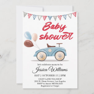 Aquarell-Vintage-Auto-Baby-Shower-Einladung Einladung