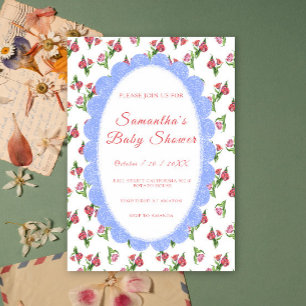 Aquarell Vintage Blumen Baby Shower Einladung