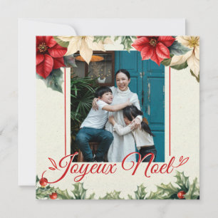 Aquarell Vintage Blumen Roter Weihnachtsstern Gruß Feiertagskarte