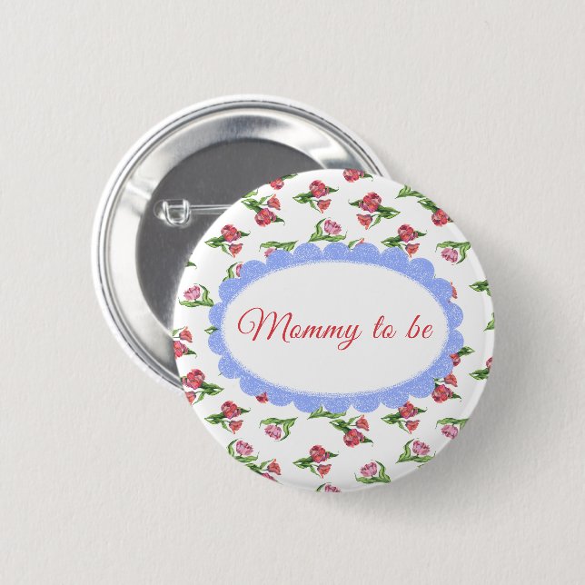 Aquarell Vintage Blumen Schwanger Mama Button (Vorne & Hinten)