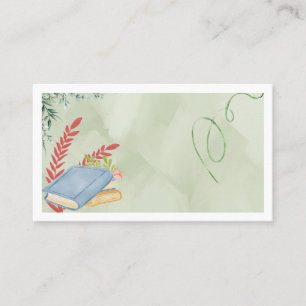 Aquarell Vintage-Bücher Salbeigrüne Visitenkarte