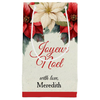 Aquarell Vintage Floral Rote Weihnachtsstern Weihn Kleine Geschenktüte