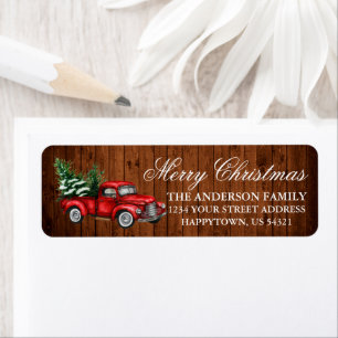 Aquarell-Vintage-LKW-Holz-Weihnachts-Adresse
