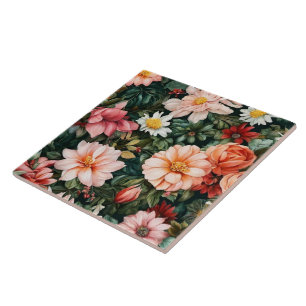 Aquarell Vintage Moderne Blumenkollektion Fliese