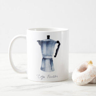 Aquarell-vintage-Moka-Kaffeemaschine Kaffeetasse
