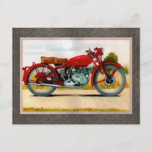 Aquarell-Vintage-Motorrad Postkarte