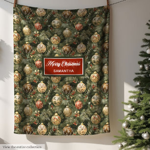 Aquarell Vintage Neutrale Farben Salbei Weihnachts Fleecedecke