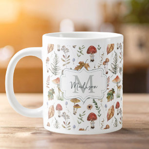 Aquarell-Vintage-Pilz-Farn-Botanik-Muster Jumbo-Tasse