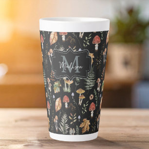 Aquarell-Vintage-Pilz-Farn-Botanik-Muster Milchtasse