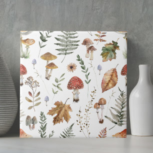 Aquarell-Vintage-Pilz-Farn-Botanikmuster Fliese