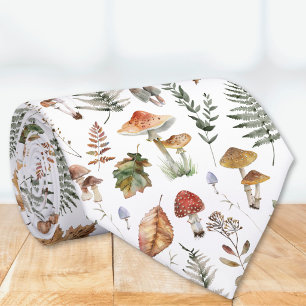 Aquarell-Vintage-Pilz-Farn-Botanisches Muster Krawatte