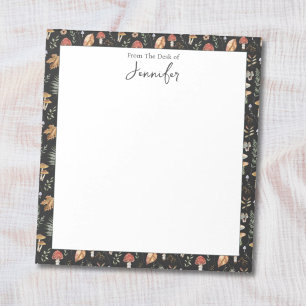 Aquarell-Vintage-Pilz-Farn-Botanisches Muster Notizblock