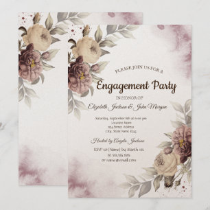 Aquarell Vintage-Rosen Hochzeit Einladung