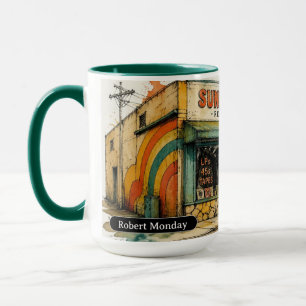 Aquarell Vintage Schallplattenladen Kunst Tasse