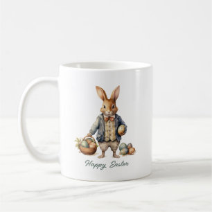 Aquarell-Vintage-Victorian-Osterhase mit Ei Kaffeetasse