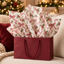 Aquarell Vintage Weihnachts-Stechpalme Rosa Rote S