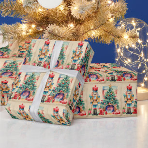 Aquarell Vintage Weihnachtsnussknacker Geschenkpapier