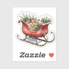 Aquarell Vintage Weihnachtsschlitten Aufkleber