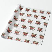 Aquarell-Vintage-Weihnachtsschlitten