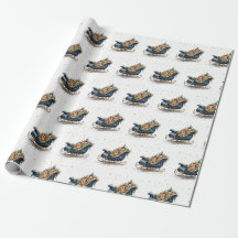 Aquarell Vintage Weihnachtsschlitten