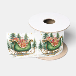 Aquarell Vintage Weihnachtsschlitten Satinband