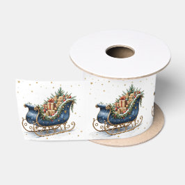 Aquarell-Vintage-Weihnachtsschlitten Satinband