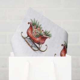 Aquarell Vintage Weihnachtsschlitten Seidenpapier