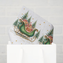 Aquarell-Vintage-Weihnachtsschlitten Seidenpapier