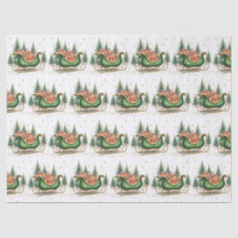 Aquarell-Vintage-Weihnachtsschlitten Seidenpapier