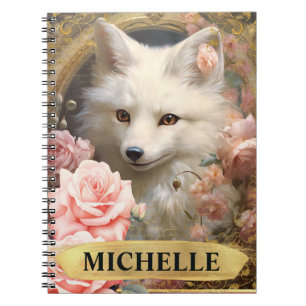 Aquarell Vintage Weißfuchs und rosa Rosen Notizblock