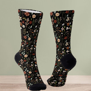 Aquarell-Vintage-Wildblumen-Blumen-Botanik Socken