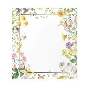 Aquarell Vintage Wildblumen Personalisierter Garte Notizblock