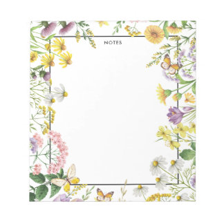 Aquarell Vintage Wildblumen Personalisierter Garte Notizblock