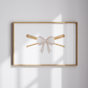 Aquarell Vintager Baseballschläger und Bugposter Poster