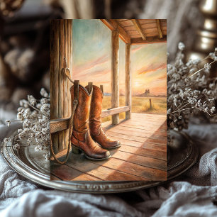 Aquarell Vintager Cowboy Stiefel Prärie Wildwest Seidenpapier