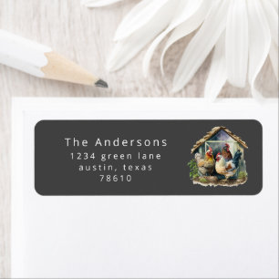 Aquarell Vintager Hühnercoop Rücksendeadresse Labr