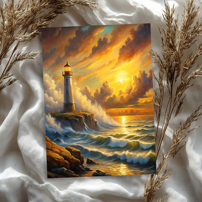 Aquarell Vintages Meerlichthaus Sonnenschein Seidenpapier (Watercolor vintage sea light house sunshine tissue paper)