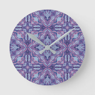 Aquarell-Violett-Azulejo-Spanisch Fliese Runde Wanduhr